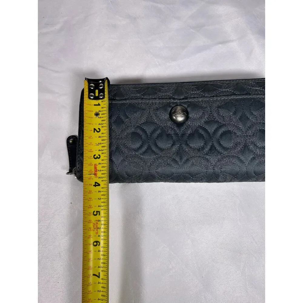 Coach Dark Gray Quilted Zip Around Accordion Wallet - Picture 4 of 6